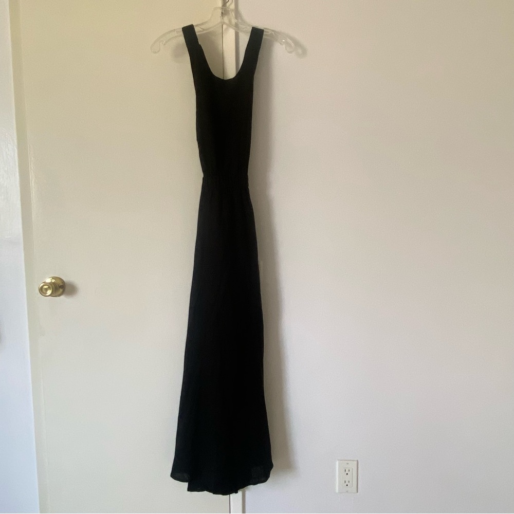 NWT BLACK LINEN MAXI DRESS FOREVER 21 SZ MED - Picture 12 of 15